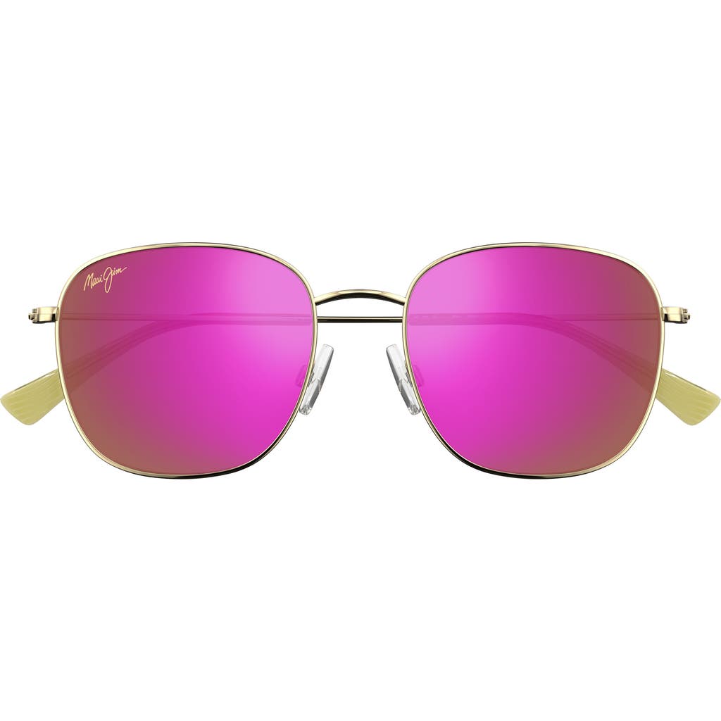 Maui Jim Olali Af 55mm Polarized Square Sunglasses In Gold Violet Pink