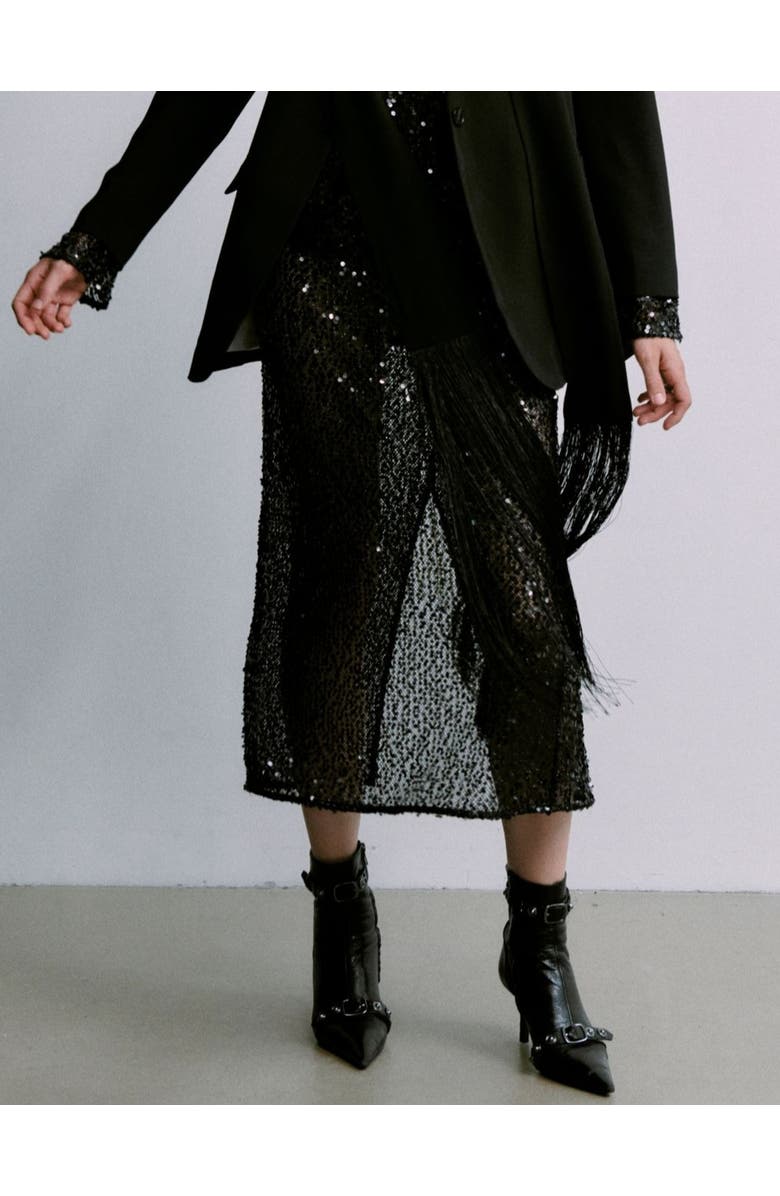 DAY Birger et Mikkelsen Tulli Shimmering Sequin Midi Skirt, Main, color, Black