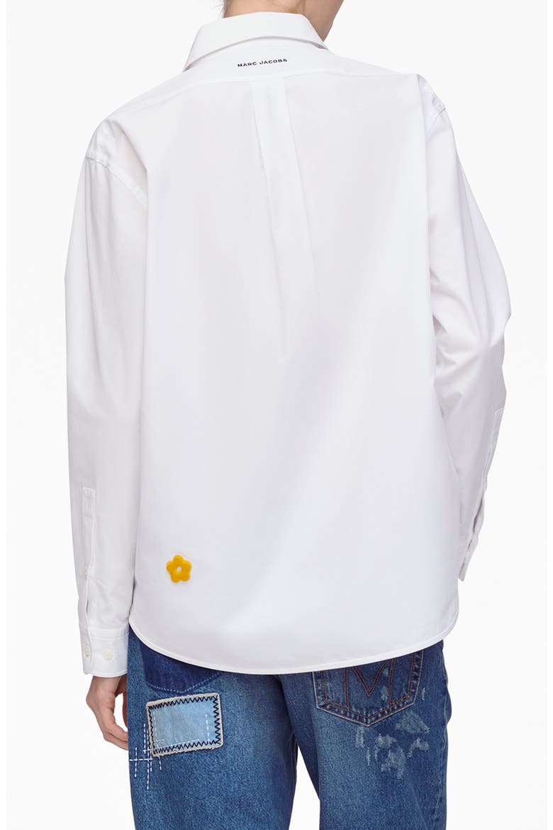 Marc Is Joy Flocked Daisy Cotton Poplin Button-Up Shirt, Alternate, color, WHITE
