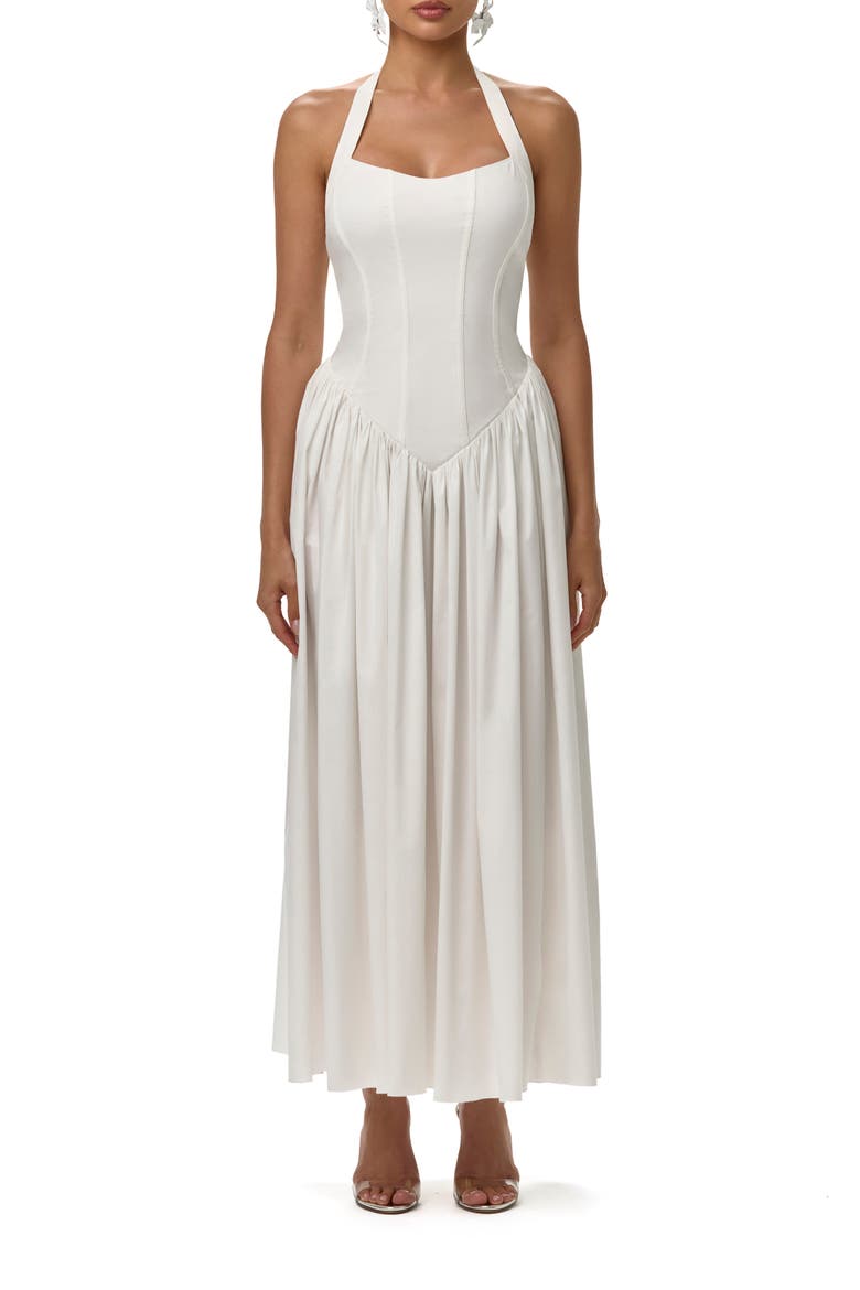 Shirting Halter Maxi Dress, Main, color, OFF WHITE