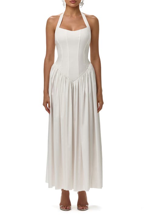 Shirting Halter Maxi Dress
