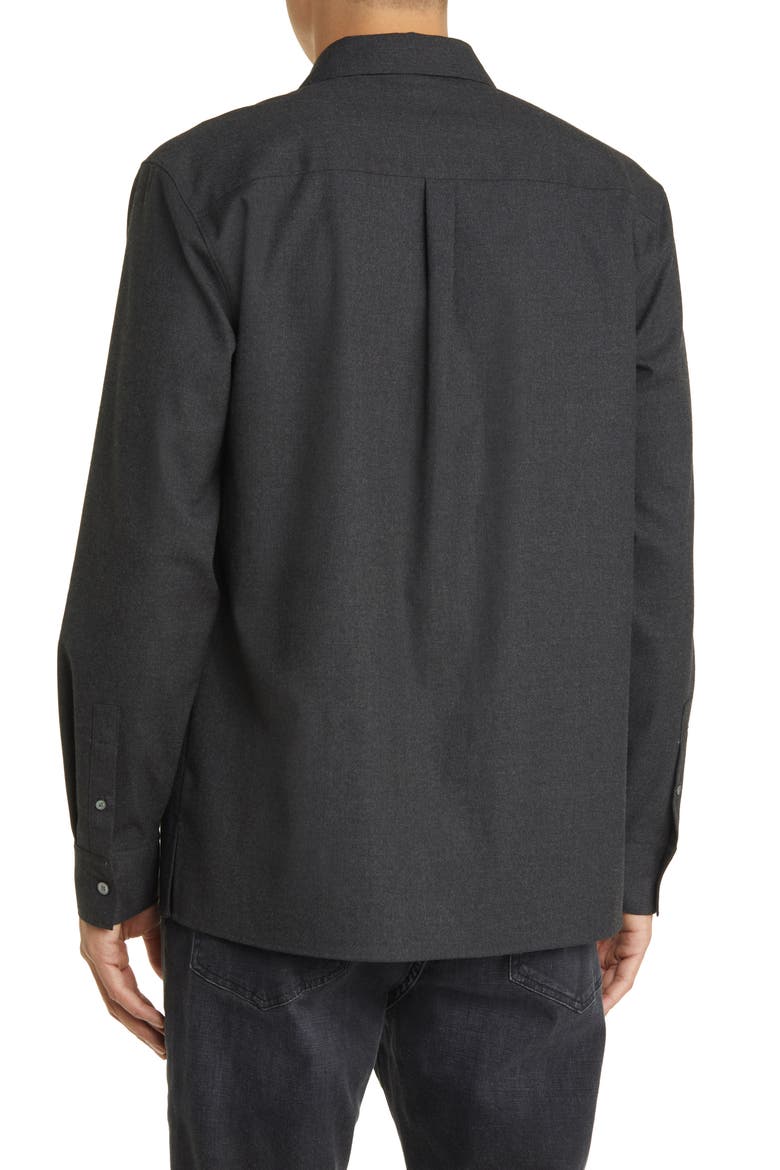 Brushed Flannel Button-Up Shirt, Alternate, color, CHARCOAL