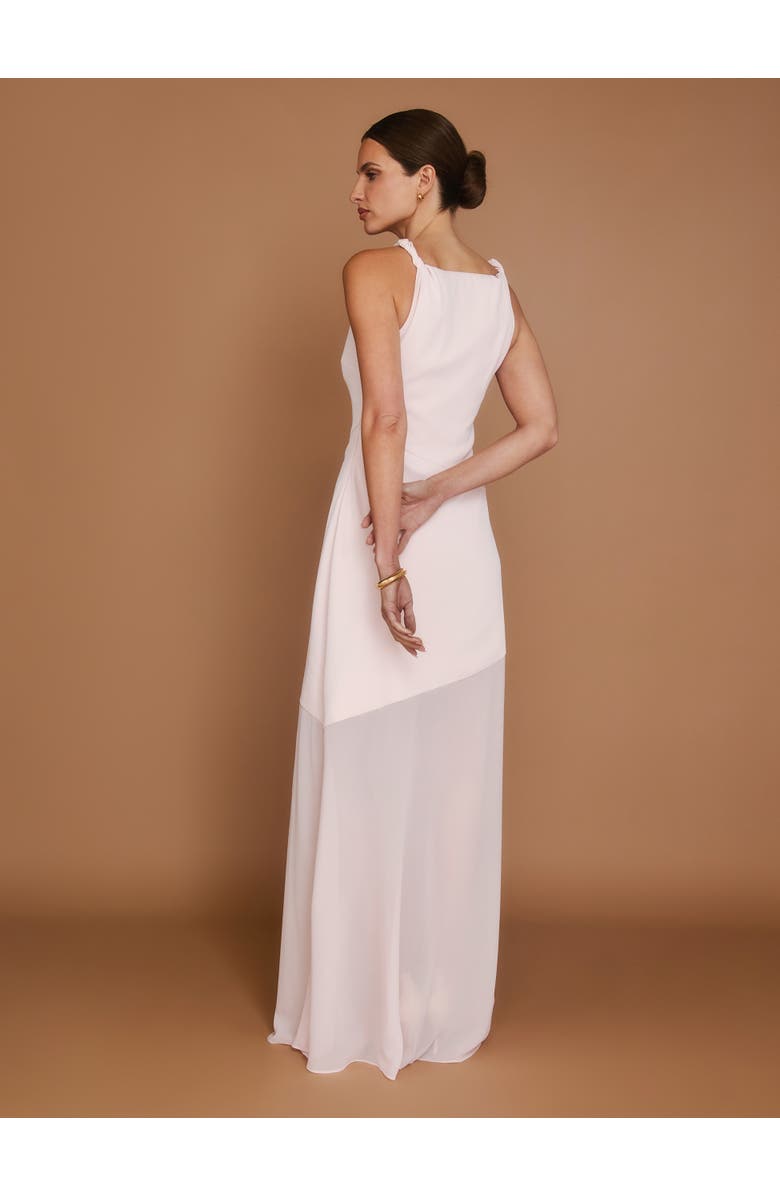 Six Stories Twist Strap Sheer Hem Maxi Dress, Alternate, color, Pale Pink