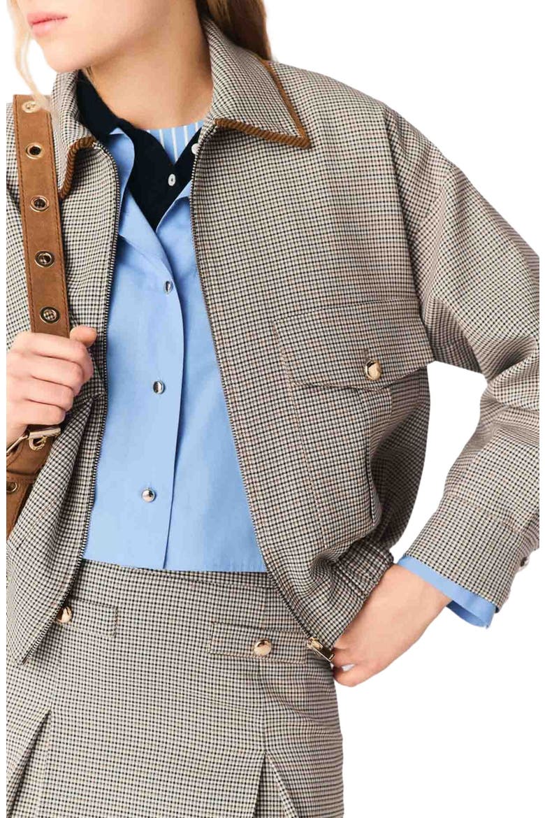 Checked bomber jacket, Alternate, color, Brown checks