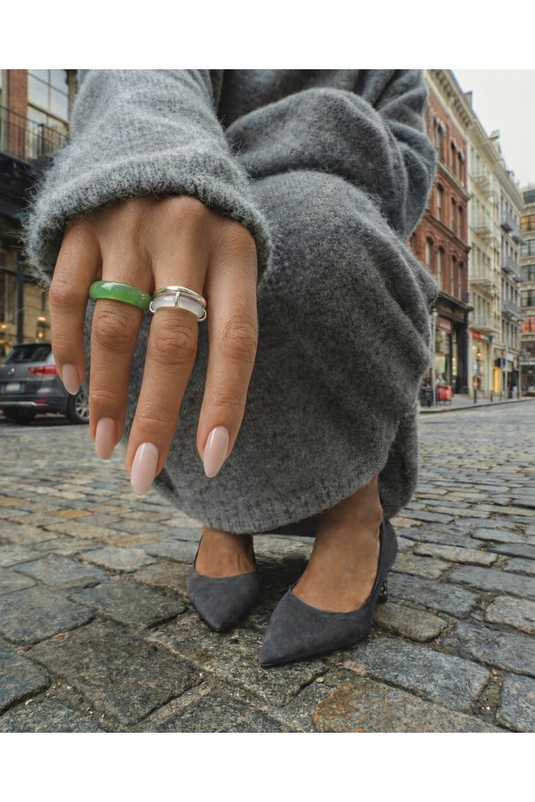 Cove White Chalcedony Sculpted Ring, Alternate, color, White