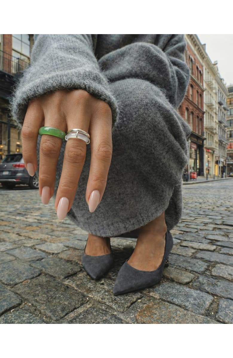 seree Cove White Jade Stone Sculpted Ring, Alternate, color, White