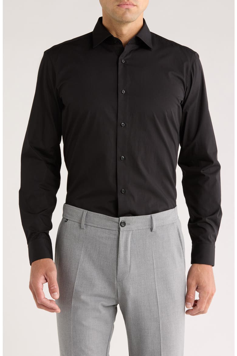 Valerio Modern Fit Cotton Dress Shirt, Main, color, BLACK