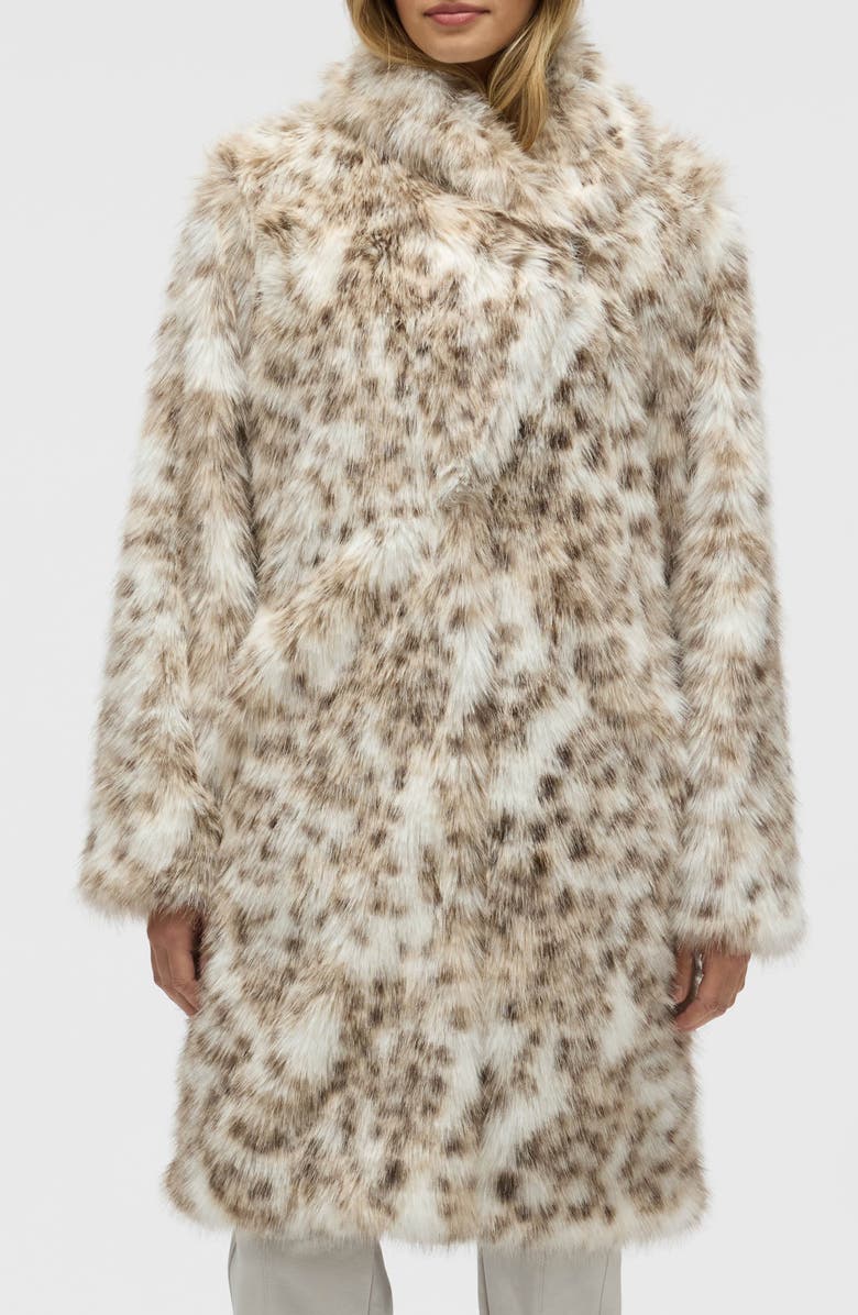 NVLT Faux Fur Longline Coat, Main, color, Lynx