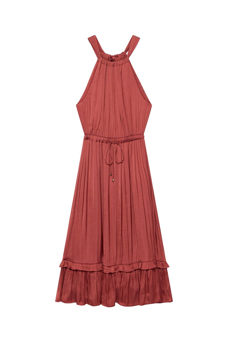 Ruffle Halter Neck Maxi Dress, Alternate, color, Brown