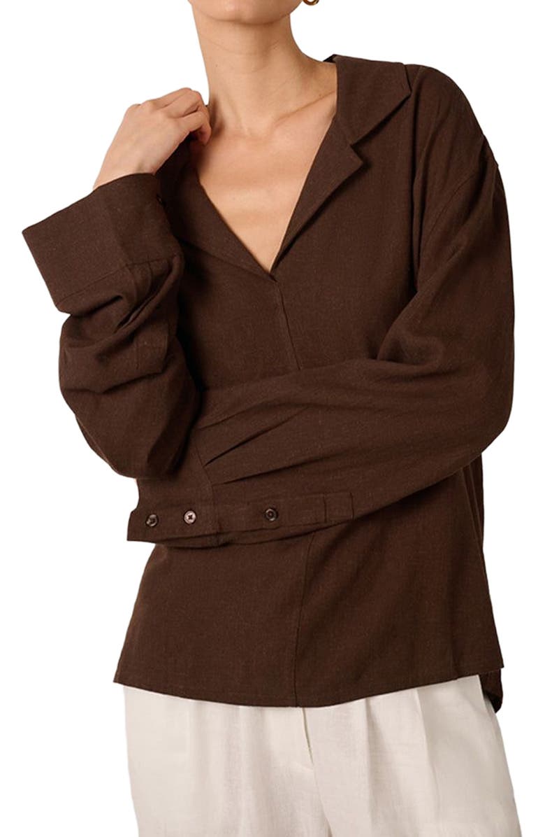 WeWoreWhat Kaftan Linen Top, Alternate, color, Chestnut