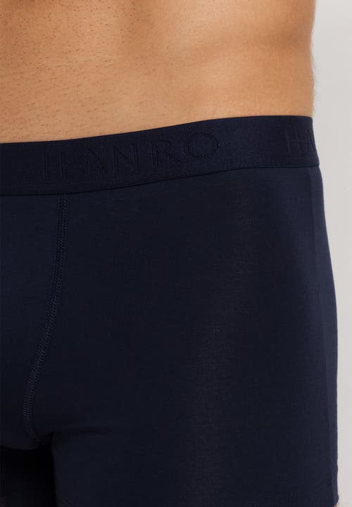 Hanro Cotton Essentials 2-pack Cotton Boxer Briefs With Covered Waistband In Blue