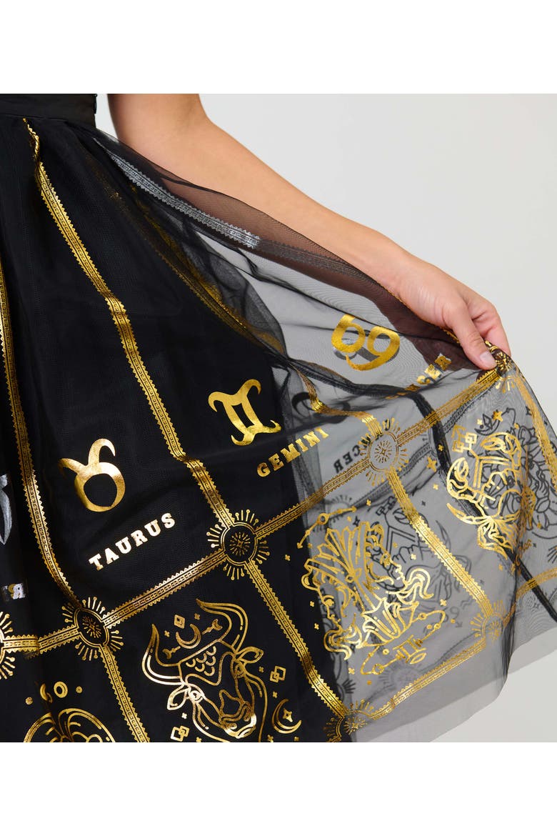Brilliance Swing Skirt, Alternate, color, Black Zodiac Sign Print