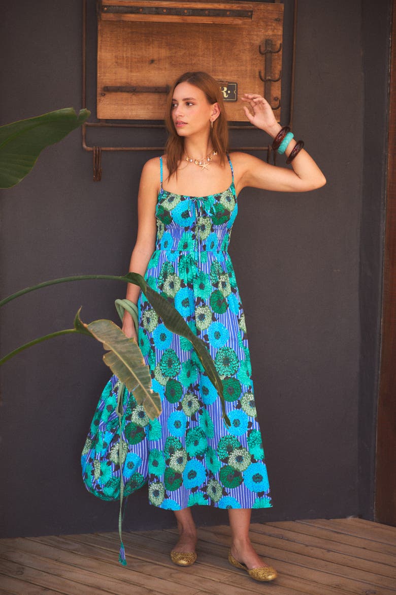 Crispy Cotton Sloane Midi Dress, Alternate, color, Blue Cala