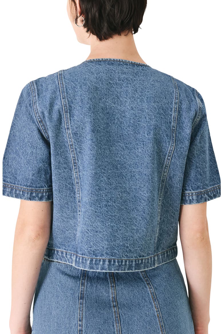 Cotton Denim Buttoned Crop Top, Alternate, color, INDIGO