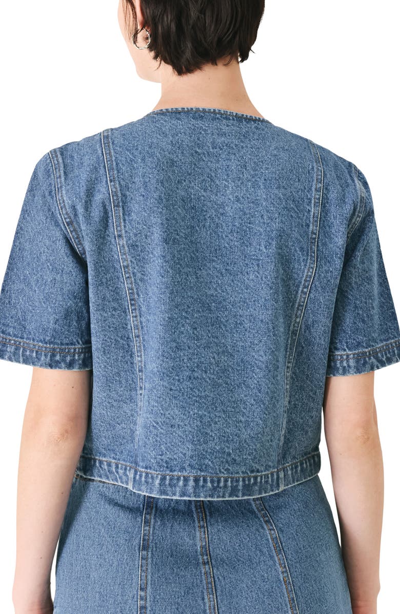 FREEMARKET Cotton Denim Buttoned Crop Top, Alternate, color, Indigo