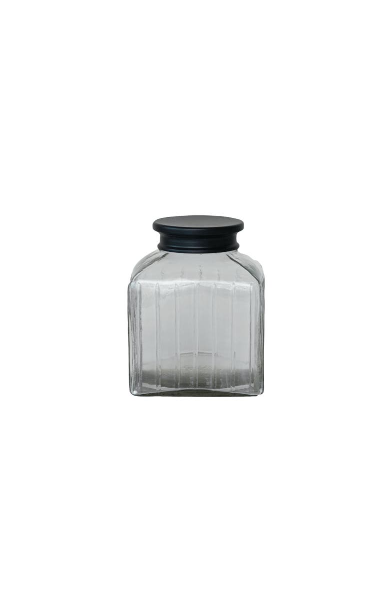Storied Home Square Glass Jar with Lid, Main, color, Clear