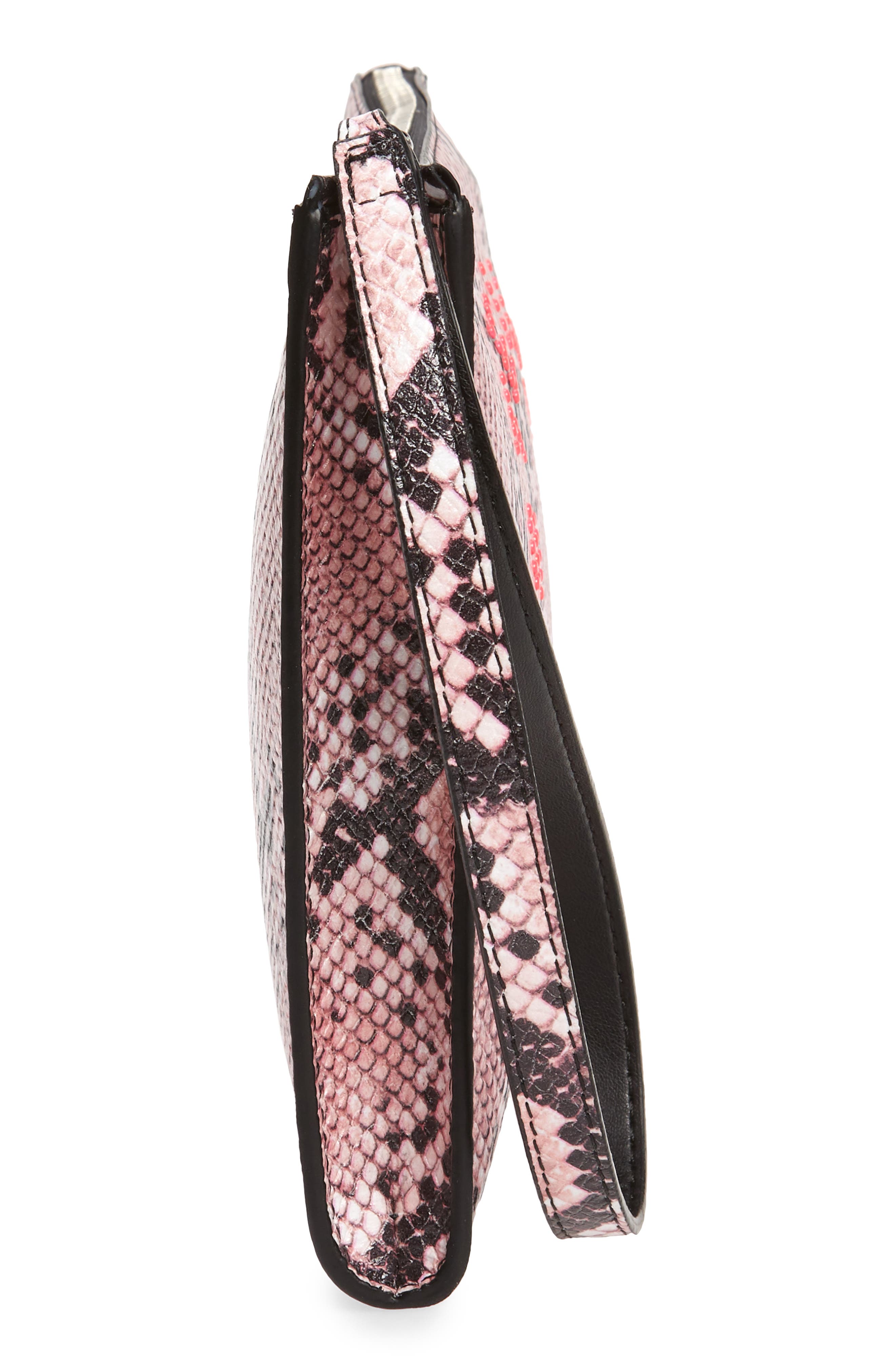 Stella McCartney Snake Print Faux Leather Clutch, Alternate, color, 