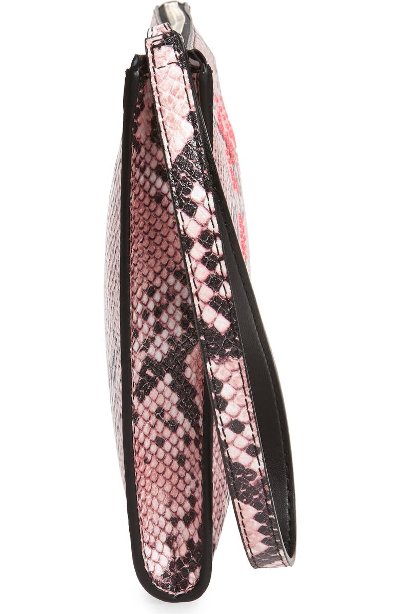 Stella McCartney Snake Print Faux Leather Clutch, Alternate, color,