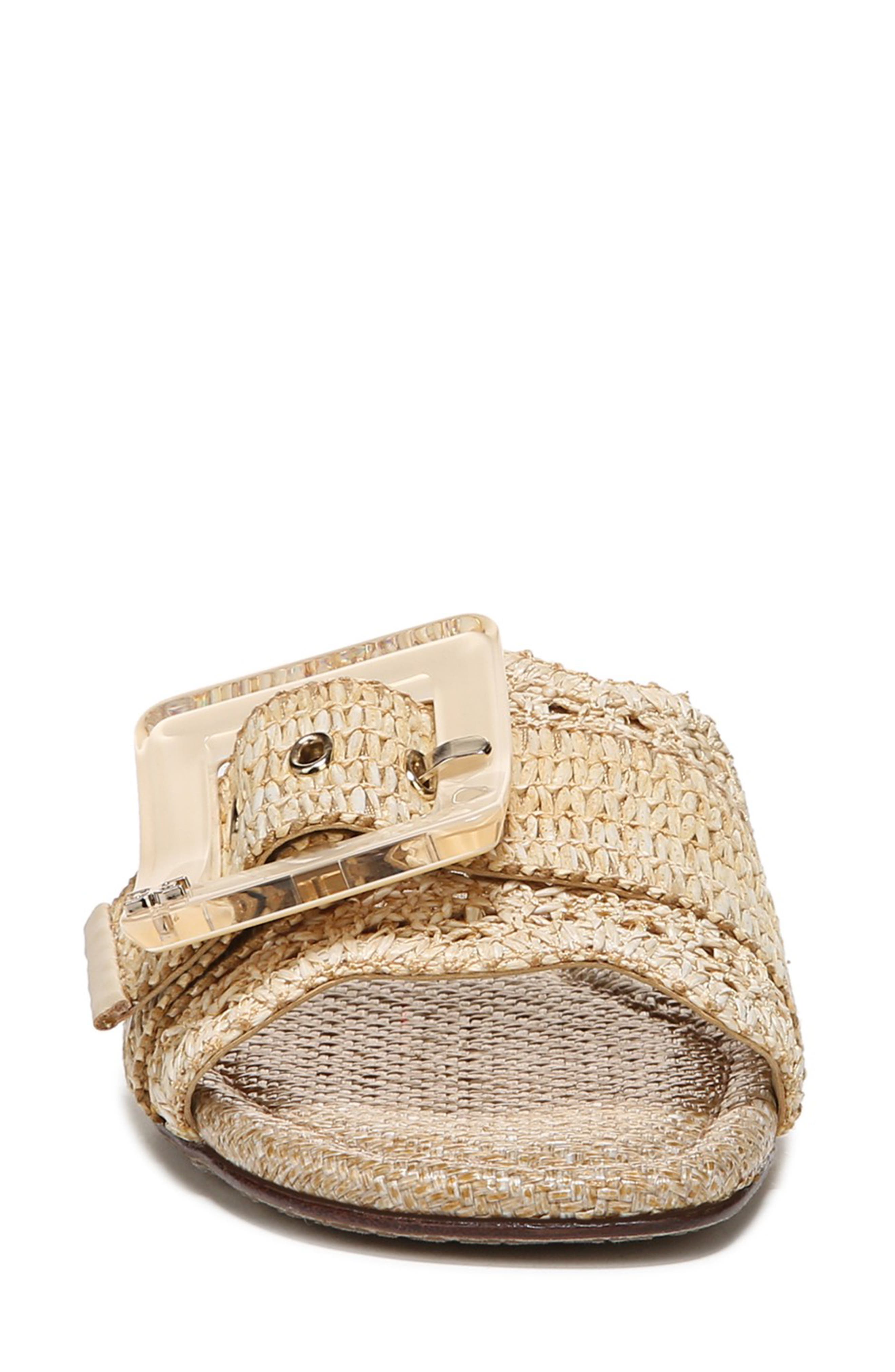 Sam Edelman Bambi Raffia Buckle Slide Sandal, Alternate, color, Natural