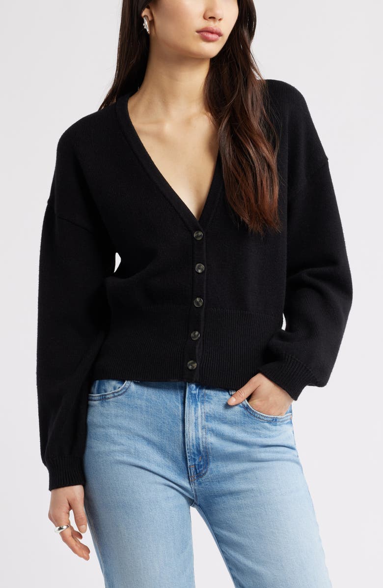 Open Edit Rib Waist Cardigan, Main, color, Black