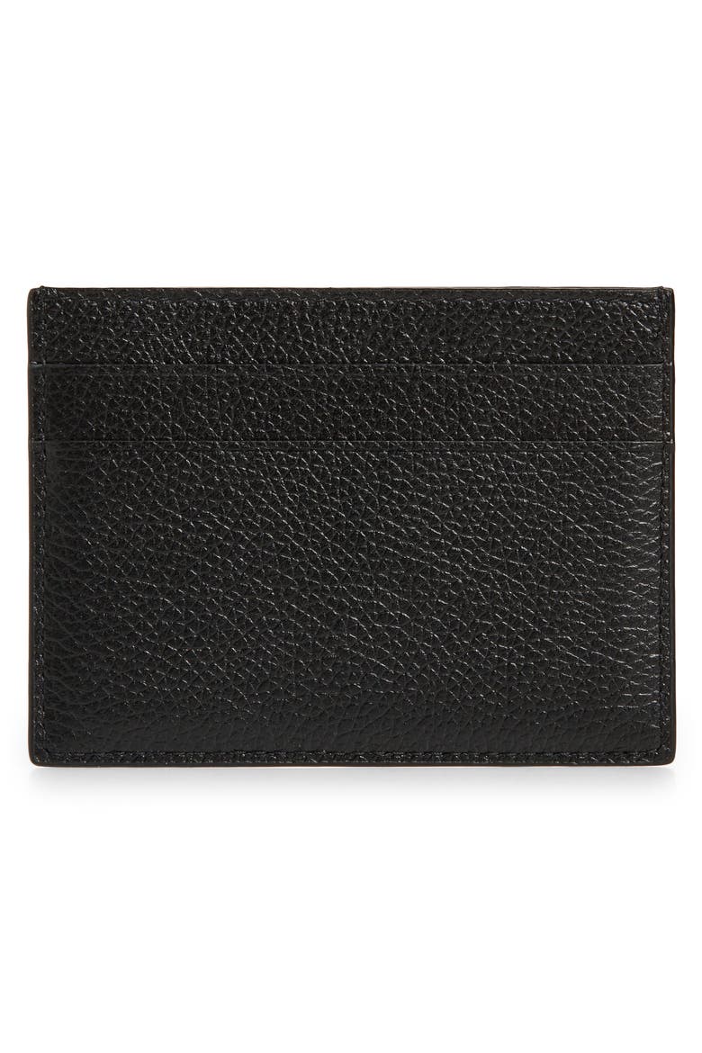 Cash Logo Leather Card Case, Alternate, color, BLACK/ WHITE