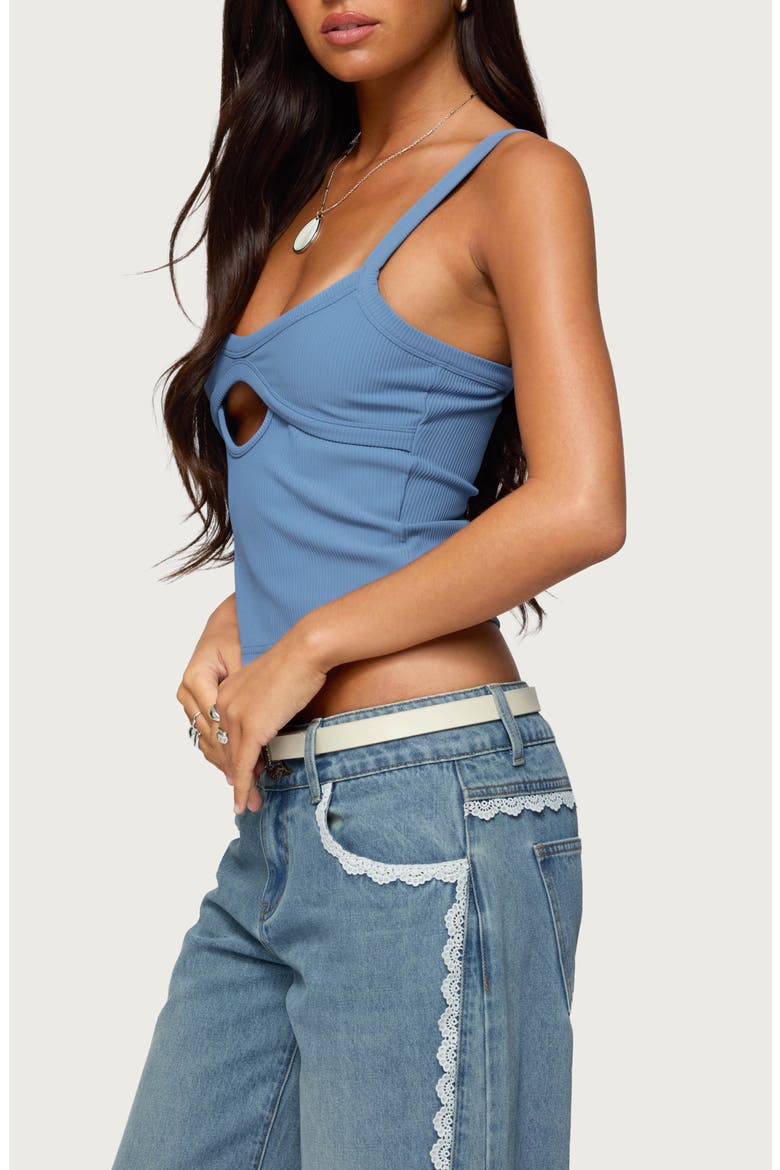 Karin Cutout Crop Tank, Alternate, color, BLUE