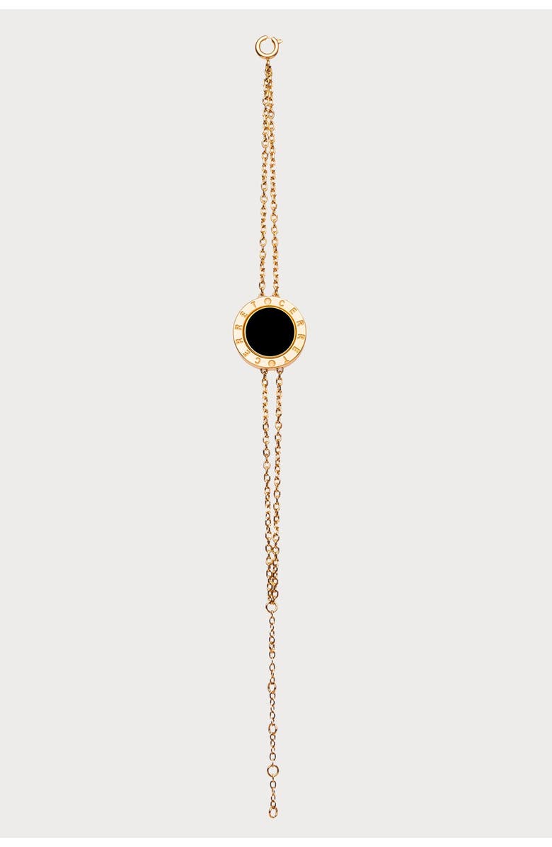 CERRET 24K Gold Plated Double Chain With  Black Enamel Luxury Safety Bracelet, Alternate, color, 24K Gold Plated