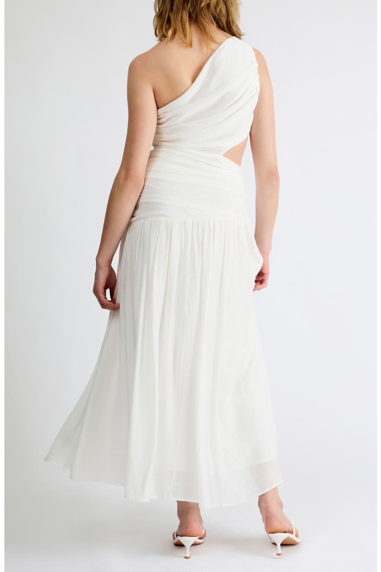 Delilah One-Shoulder Cutout Detail Draped Maxi Dress, Alternate, color, WHITE