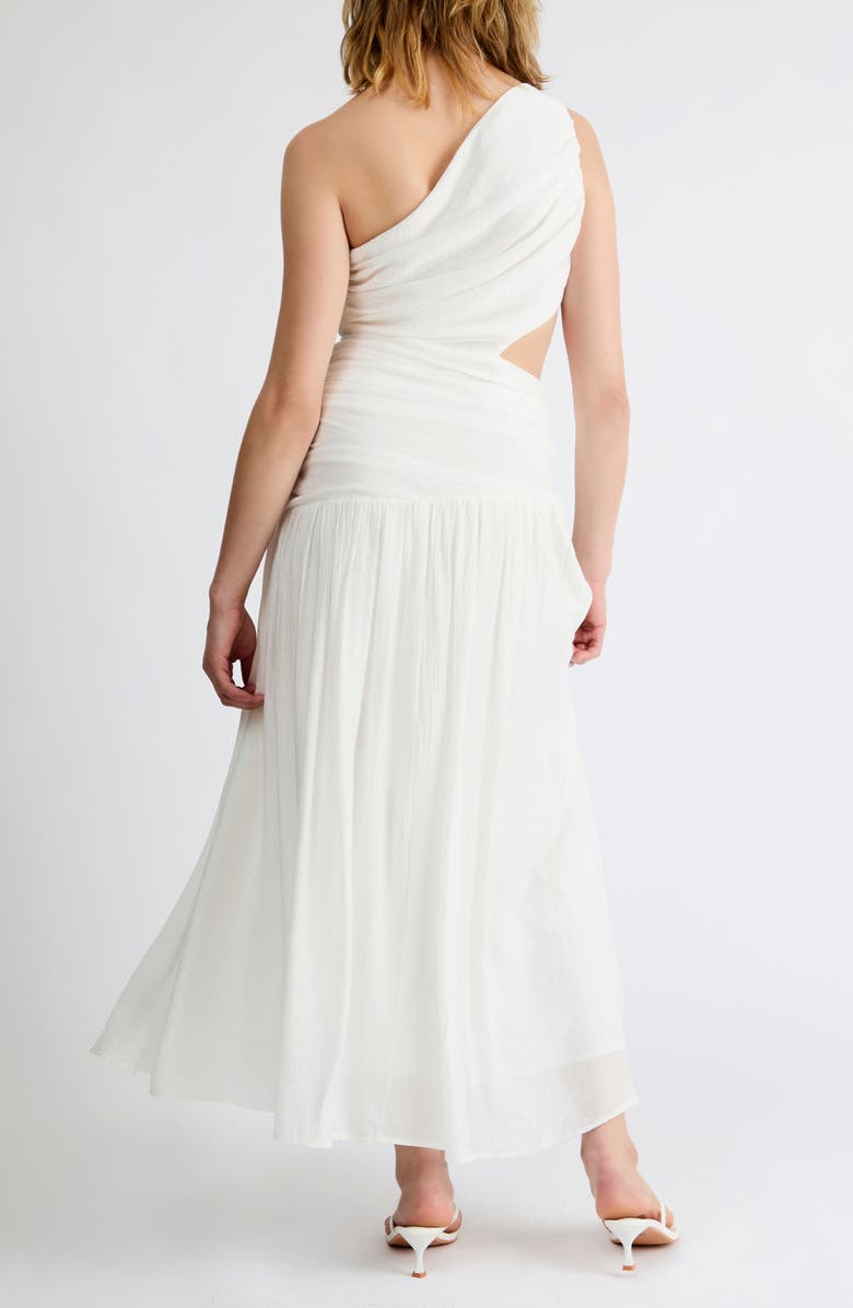 Extro & Vert Delilah One-Shoulder Cutout Detail Draped Maxi Dress, Alternate, color, White