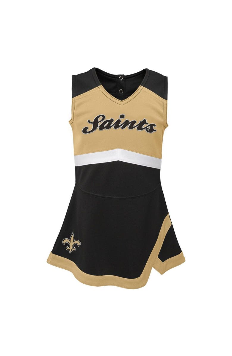 Outerstuff Girls Toddler Black New Orleans Saints Cheer Captain Dress with Bloomers, Alternate, color, 