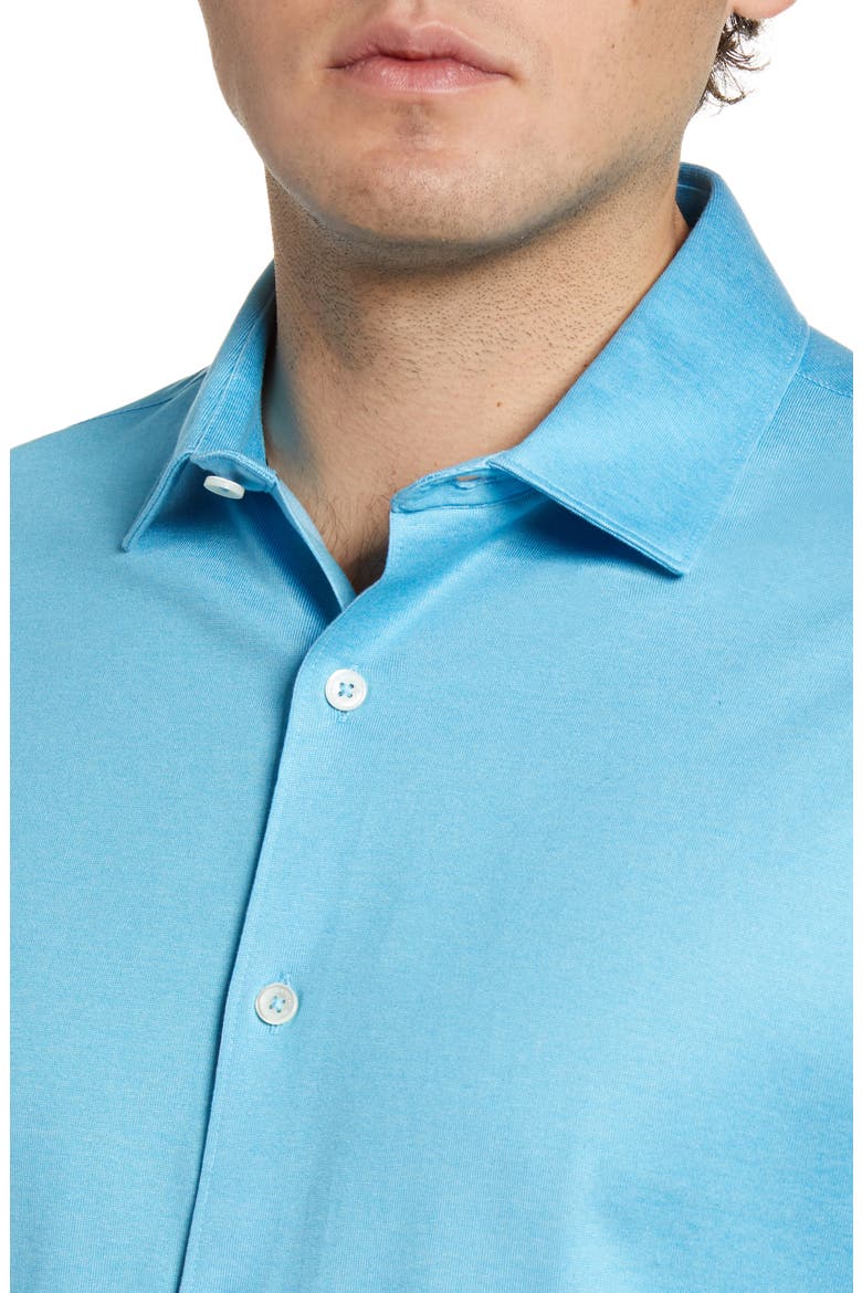 Knit Short Sleeve Button-Up Shirt, Alternate, color, WASHED BLUE