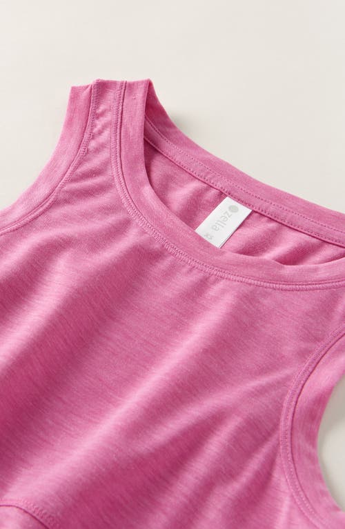 Shop Zella Girl Kids' Freetime Side Slit Tank Top In Pink Rosebud