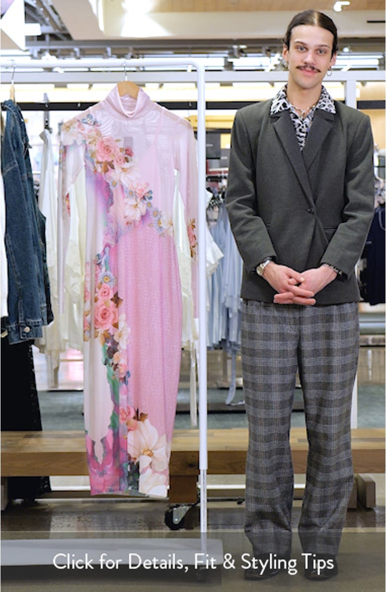 Shailene Turtleneck Long Sleeve Mesh Midi Dress, sales video thumbnail