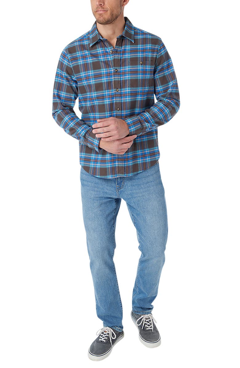 Fair Harbor Plaid Lightweight Flannel Button-Up Shirt, Alternate, color, Stream Blue Plaid