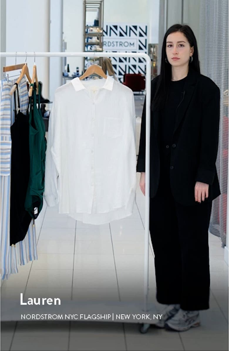 Sunset Beach Oversize Cotton Cover-Up Shirt, sales video thumbnail