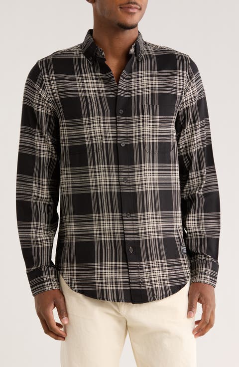 Textured Plaid Button-Up Shirt