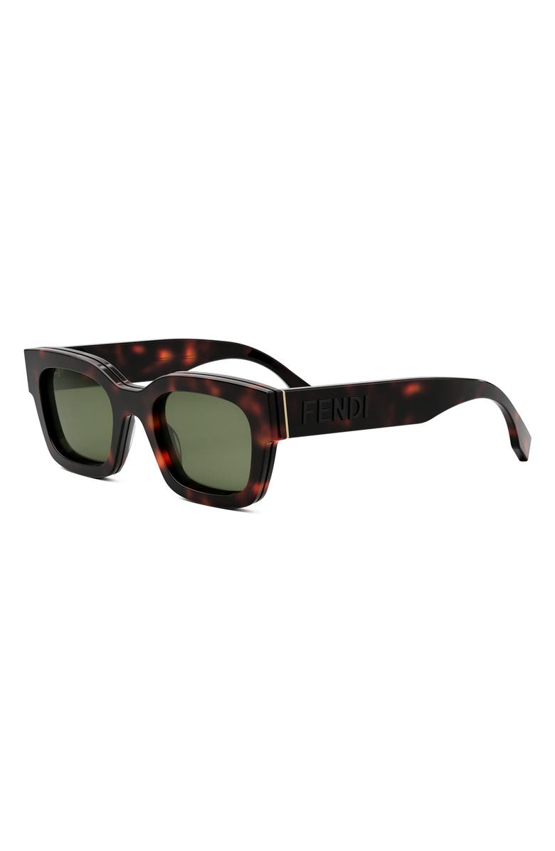 Fendi 'Fendi Signature 50mm Rectangular Sunglasses, Alternate, color, Red Havana / Green
