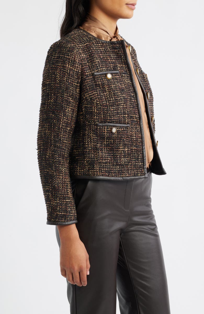 Anne Klein Tweed Jacket, Alternate, color, Deep Mahogany Multi