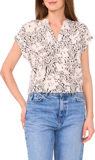 Vince Camuto Abstract Print Short Sleeve Top