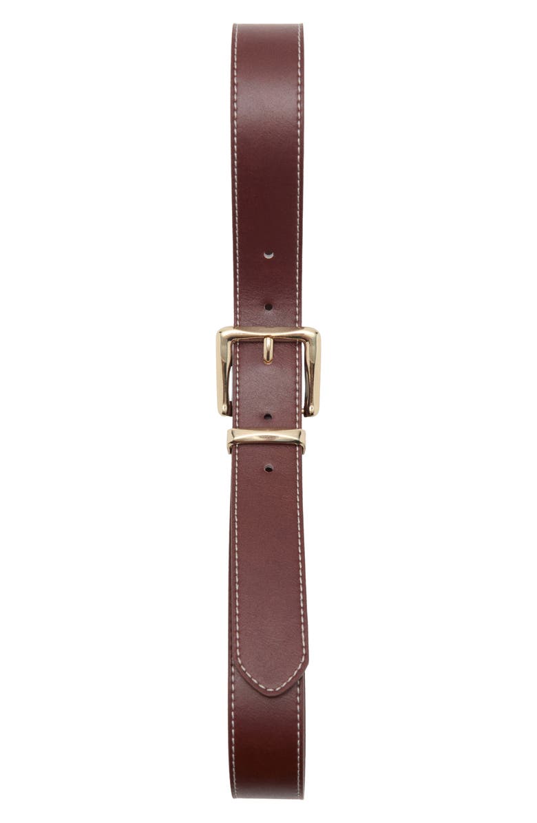 MANGO Stitched Square Buckle Belt, Alternate, color, Brown
