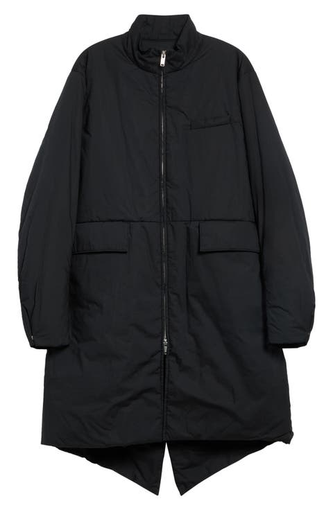 Leather Trim Insulated Cotton Coat
