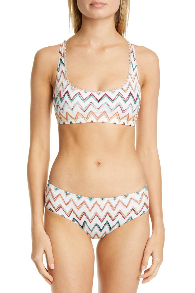 Zigzag Two-Piece Swimsuit, Main, color, WHITE MULTI