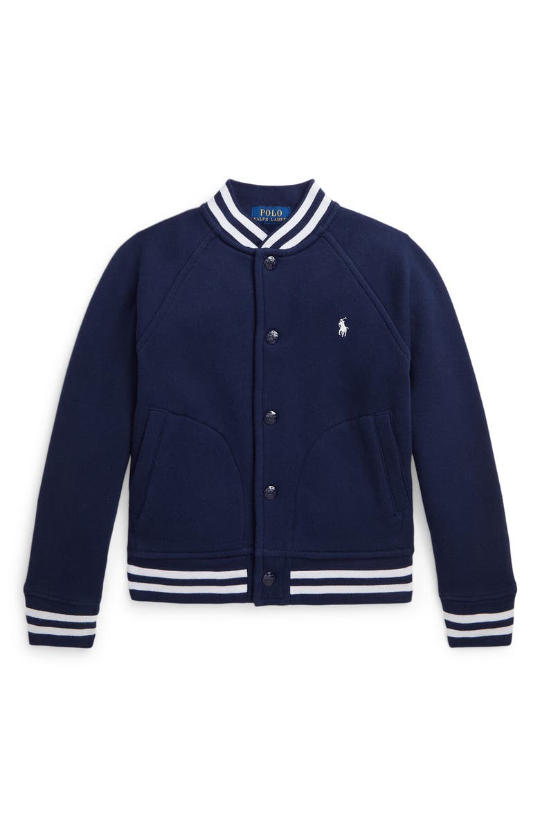 Polo Ralph Lauren Kids' Fleece Snap-Up Jacket, Main, color, Refined Navy