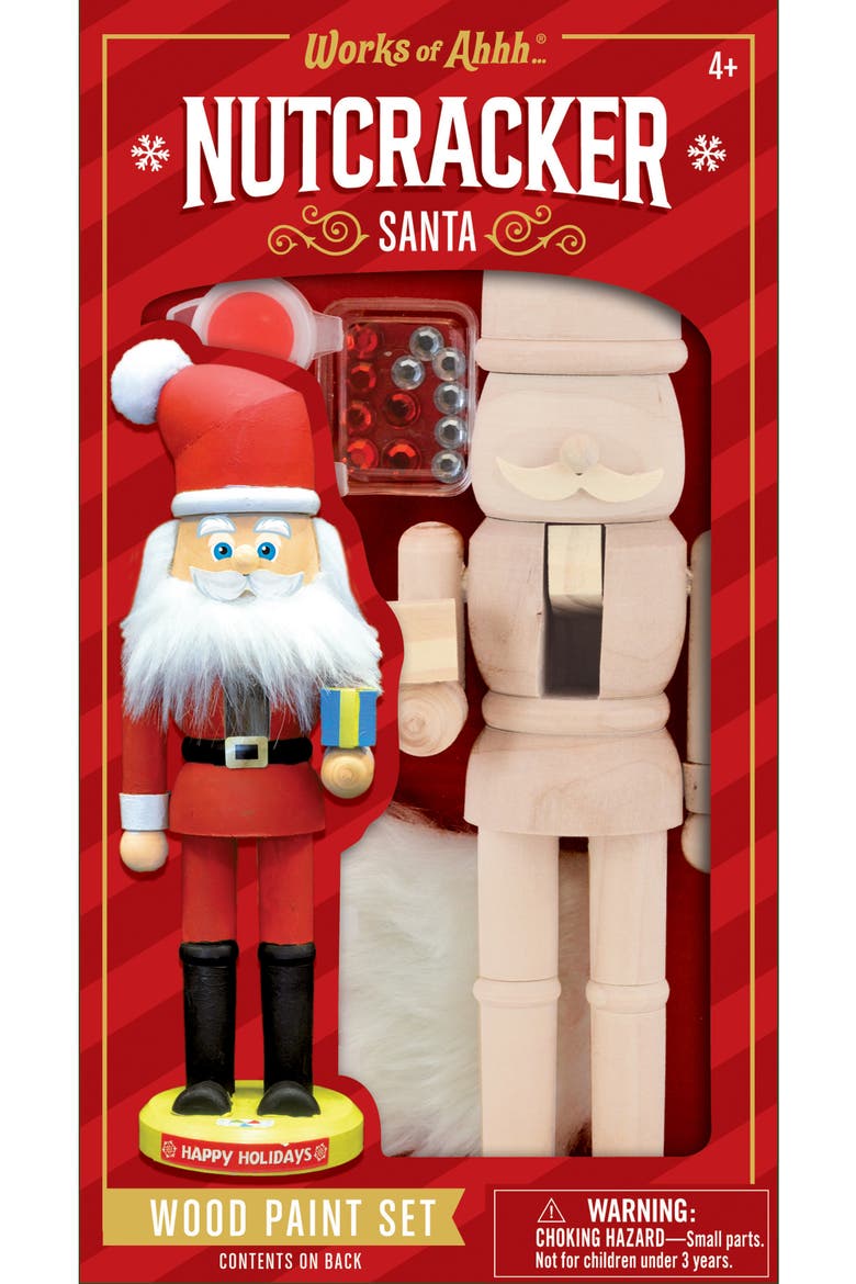 Nutcracker Santa Wood Paint Set, Main, color, Multicolor