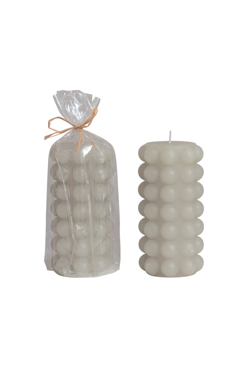 Storied Home Unscented Hobnail Pillar Candle, Dove Grey, Main, color, Grey