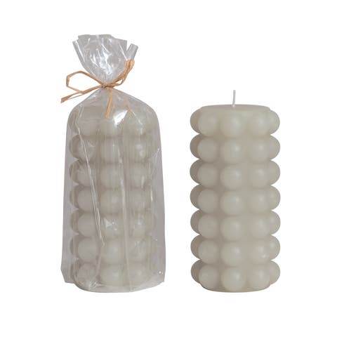 Unscented Hobnail Pillar Candle, Dove Grey