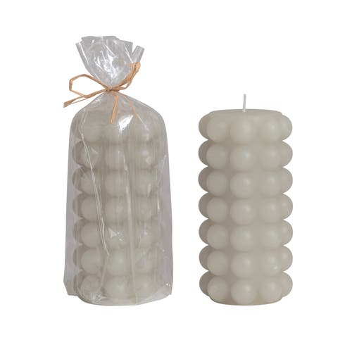 Storied Home Unscented Hobnail Pillar Candle, Dove Grey In Gray