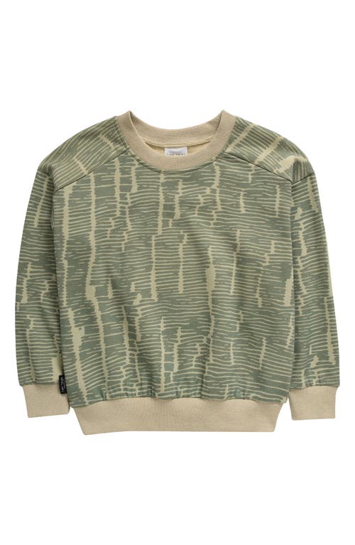 TINY TRIBE Kids' Broken Stripes French Terry Sweatshirt in Sage 