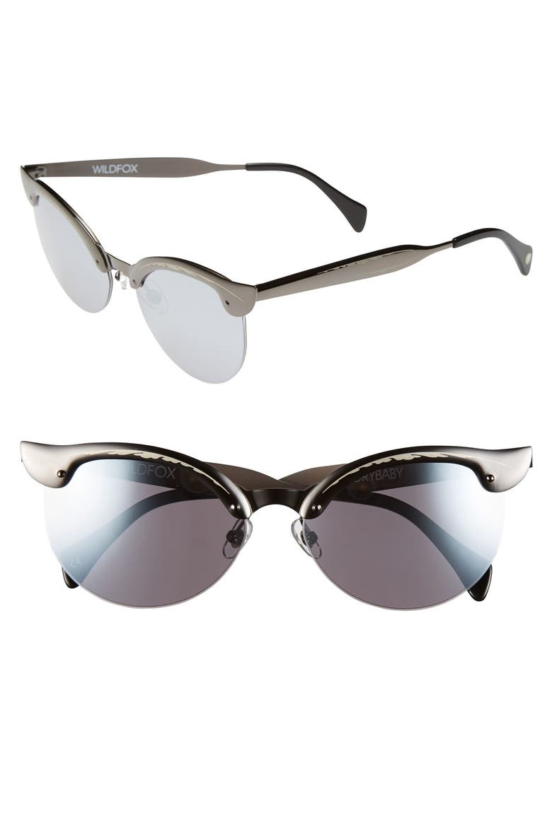 'Crybaby Deluxe' 57mm Sunglasses, Main, color, GUNMETAL