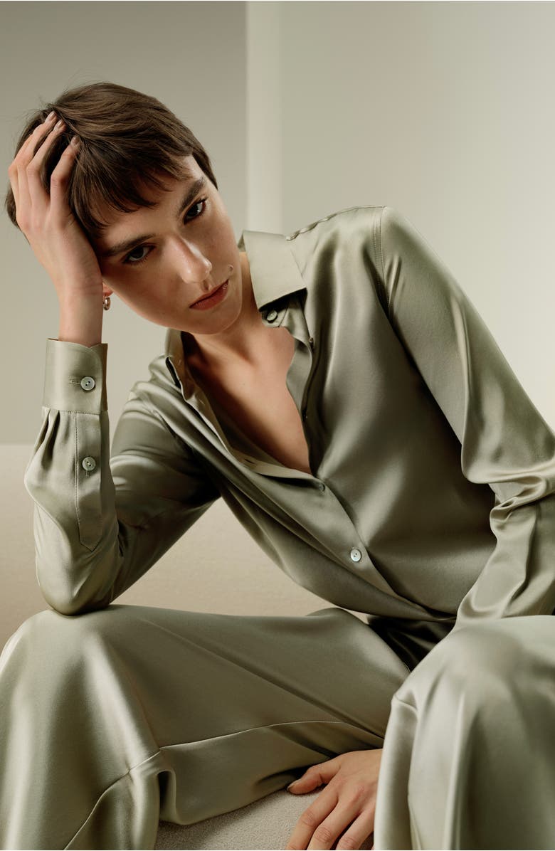 Lilysilk Timeless Silk Charmeuse Shirt, Alternate, color, Artichoke